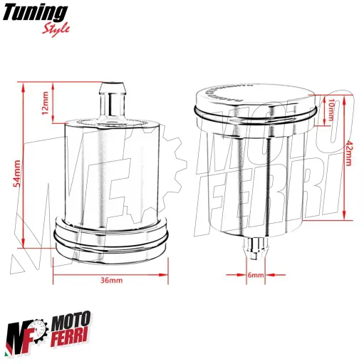MF4845 Serbatoio Vaschetta Liquido Olio Freno Posteriore Rosso Universale Moto
