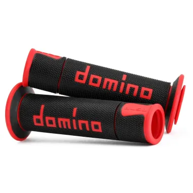 MF4559 - Manopole Domino A450 Nero/Rosso Universale Moto MV Honda Ducati Yamaha