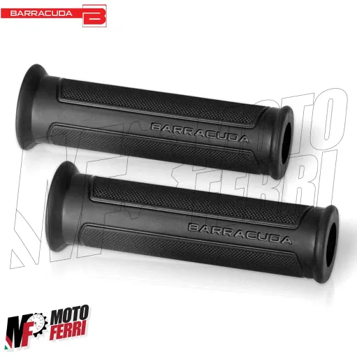 MF2064 Coppia Manopole Barracuda Basic Universali Nere Gomma Honda Yamaha Ducati BMW Suzuki Kawasaki