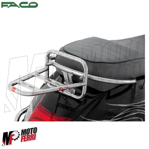 MF4863 Portapacchi Posteriore Cromato Faco per Vespa GTS 125 250 300 (2005/2022)