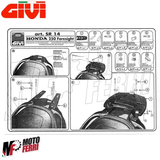 MF4878 - Staffe + Piastra per Bauletto Givi Honda Foresight 250cc 1997 - 2002