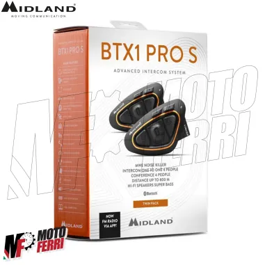 Kit 2 Interfono Midland BTX1 Pro S Twin Bluetooth Moto Scooter 2 Caschi