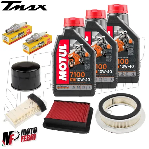 Kit Tagliando TMax 530 2012 / 2016 Filtri Aria Olio Motul 7100 10W40 Candele NGK