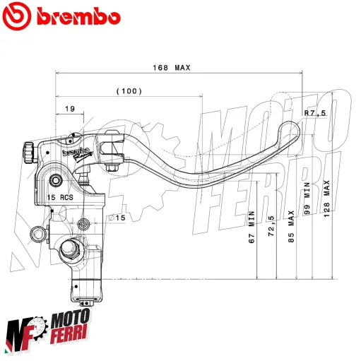 MF4898 Pompa Radiale Brembo 15 RCS Freno Anteriore per Moto Scooter Pit Bike