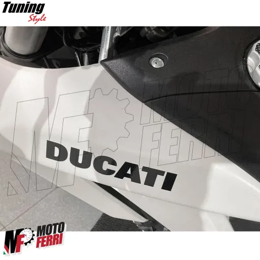 MF4939 Kit 2 Adesivi Ducati Nero per Serbatoio Carena Codone Casco 151 x 28 mm