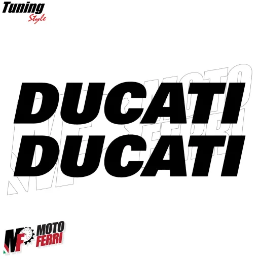 MF4939 Kit 2 Adesivi Ducati Nero per Serbatoio Carena Codone Casco 151 x 28 mm