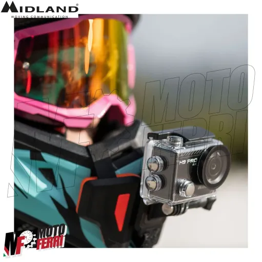MF4973 Action Cam Midland H9 PRO Videocamera 4K 30fps Impermeabile Moto MTB