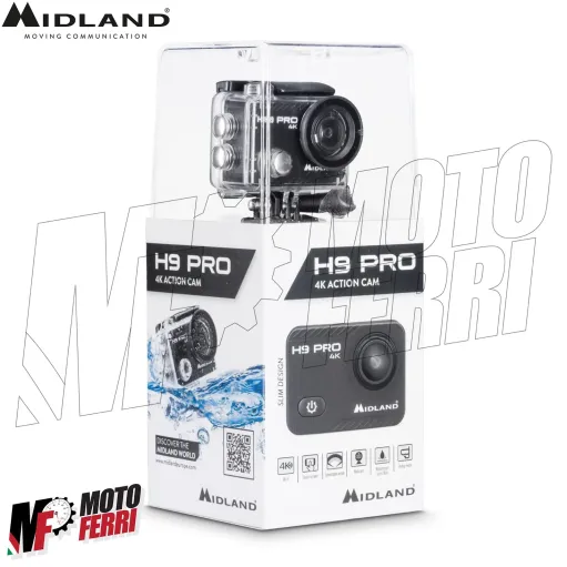 MF4973 Action Cam Midland H9 PRO Videocamera 4K 30fps Impermeabile Moto MTB