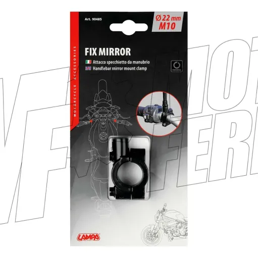MF4997 Attacco Specchietto Lampa per Manubrio Moto Ø 22mm Filetto M10 Dx
