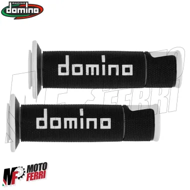 MF5003 Manopole Domino A450 Nero Bianco Universale Moto Yamaha Kawasaki Honda