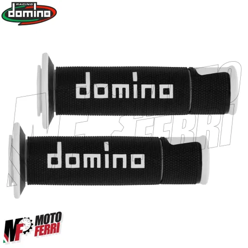 MF5003 Manopole Domino A450 Nero Bianco Universale Moto Yamaha Kawasaki Honda