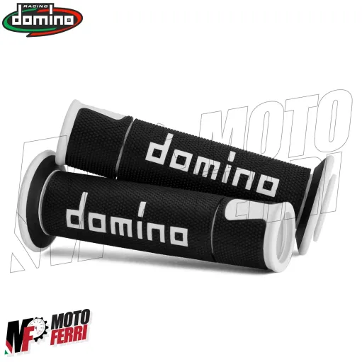 MF5003 Manopole Domino A450 Nero Bianco Universale Moto Yamaha Kawasaki Honda