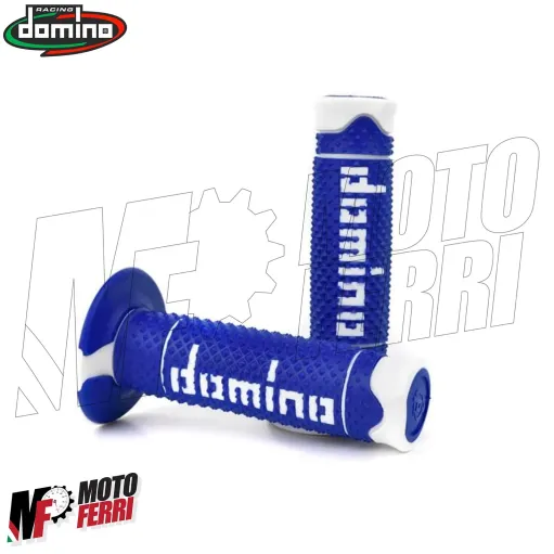 MF5004 Manopole Domino A260 Blu Bianco Universale per Moto Cross Enduro Trial