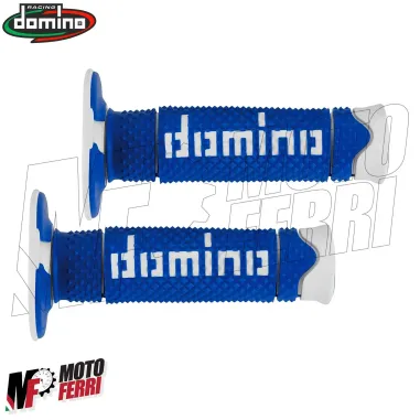 MF5004 Manopole Domino A260 Blu Bianco Universale per Moto Cross Enduro Trial