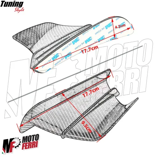 MF5012 Spoiler Ali Aerodinamiche per Carene Moto + 2 Adesivi Bandiera Italia