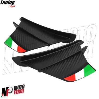 MF5013 Spoiler Ali Aerodinamiche Carbon Look per Carene Moto + Adesivi Bandiera
