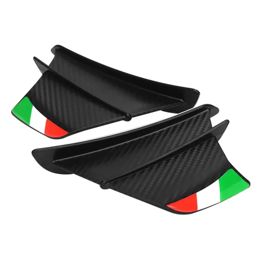 MF5013 Spoiler Ali Aerodinamiche Carbon Look per Carene Moto + Adesivi Bandiera