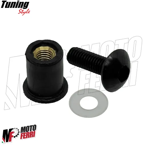 MF5042 Kit 8 Viti + Gommini Neri per Parabrezza Spoiler Cupolino Moto Scooter