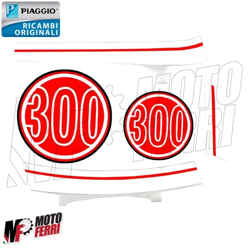 MF5070 - Kit Adesivi Grafica Rosso Bianco Originale Vespa GTS 300 Super Sport