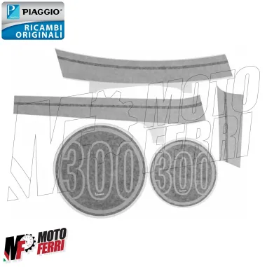 MF5071 - Kit Adesivi Grafica Grigio Nero Originale Vespa GTS 300 Super Sport