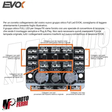 MF4840 Fanale Faro Anteriore Led Vespa PX 125 150 200 Evok 6/12V 7000 Lumen