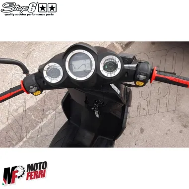 MF5035 Manopole Stage6 Ultimate Grips Grip Nero Rosso Universali Scooter Pitbike
