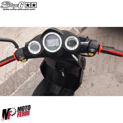 MF5035 Manopole Stage6 Ultimate Grips Grip Nero Rosso Universali Scooter Pitbike