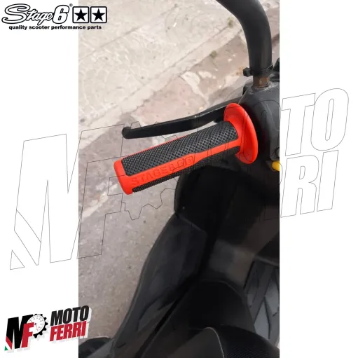 MF5035 Manopole Stage6 Ultimate Grips Grip Nero Rosso Universali Scooter Pitbike