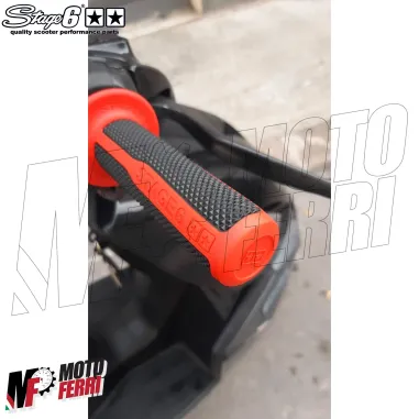 MF5035 Manopole Stage6 Ultimate Grips Grip Nero Rosso Universali Scooter Pitbike