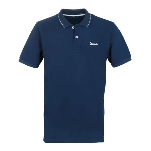 MF5108 Polo Blu Originale Piaggio Logo Vespa Riflettente Modello Uomo