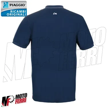 MF5108 Polo Blu Originale Piaggio Logo Vespa Riflettente Modello Uomo