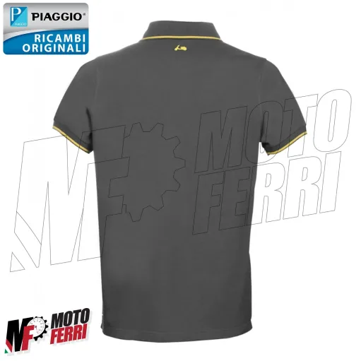 MF5109 Polo Grigio / Giallo Originale Piaggio Logo Vespa Riflettente da Uomo