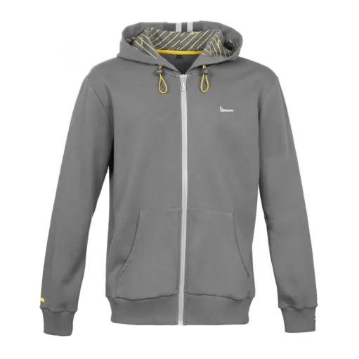 MF5110 Felpa zip Grigio Originale Piaggio Logo Vespa Riflettente Uomo