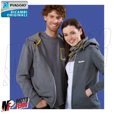 MF5110 Felpa zip Grigio Originale Piaggio Logo Vespa Riflettente Uomo