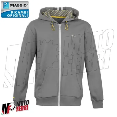 MF5110 Felpa zip Grigio Originale Piaggio Logo Vespa Riflettente Uomo
