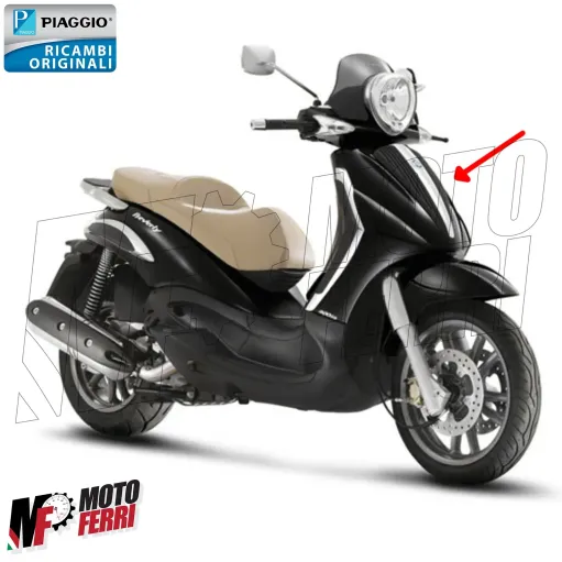 MF5115 - Nasello Anteriore Cromato + Emblema Piaggio Beverly 125 250 300 400 500