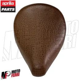 MF5129 - Sella Aprilia Scarabeo 50 2T Originale Monoposto in Pelle Marrone Cuoio 2