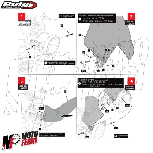 MF5183 Cupolino Puig Fumè Universale Moto Faro Tondo Yamaha Honda Kawasaki BMW