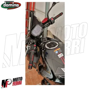 MF4212 Manopole Domino A250 Nero / Rosso Universale Moto MV Honda Ducati Yamaha