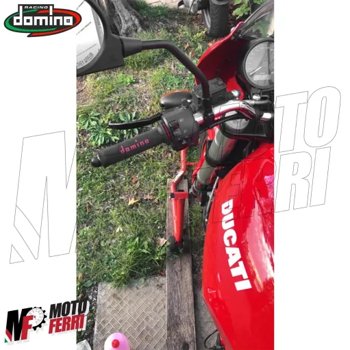 MF4159 Manopole Domino Strada Nero / Rosso Universale Moto Ducati Honda MV BMW