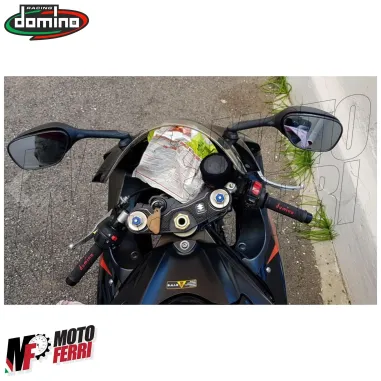 MF4159 Manopole Domino Strada Nero / Rosso Universale Moto Ducati Honda MV BMW