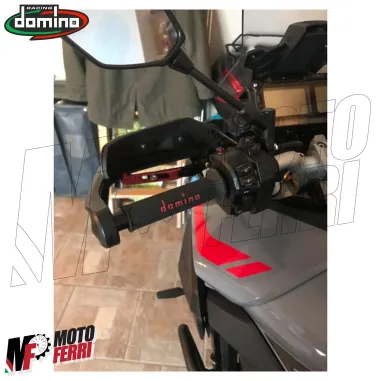 MF4159 Manopole Domino Strada Nero / Rosso Universale Moto Ducati Honda MV BMW