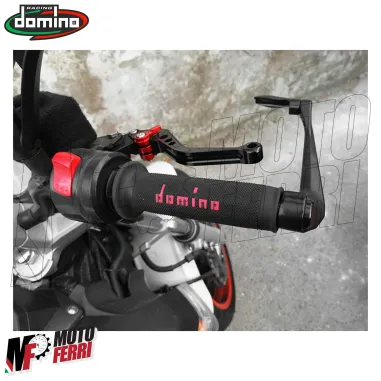 MF4159 Manopole Domino Strada Nero / Rosso Universale Moto Ducati Honda MV BMW