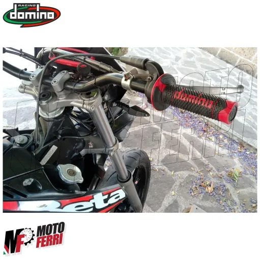 MF2520 Manopole Domino A260 Rosso / Nero Soft Grips Universali Moto Cross Enduro