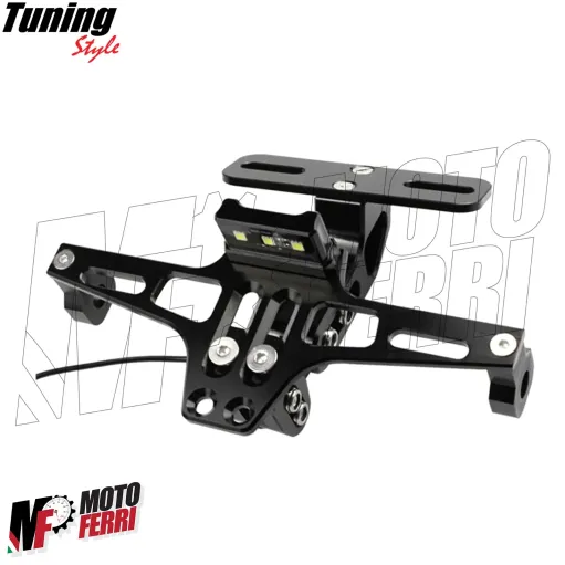 MF5213 - Portatarga Universale Moto con Luce Led Regolabile in Metallo Nero