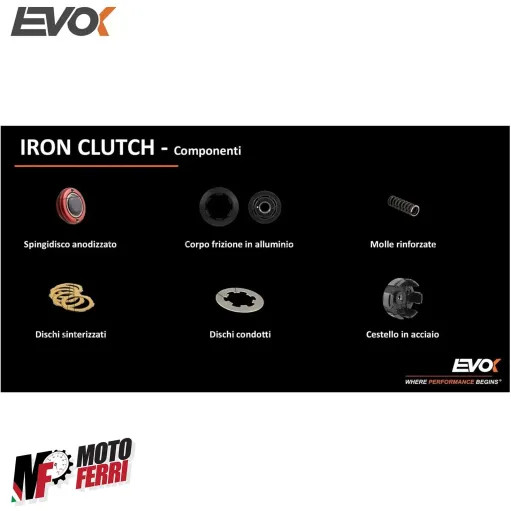MF5250 Frizione Evok Racing 4 Dischi 8 Molle Vespa 50 125 Special ET3 PK XL Ape
