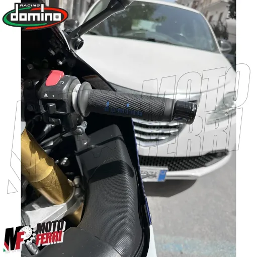 MF2823 Manopole Domino Strada Nero/Blu Universale Moto Yamaha R6 R7 R1 MT07