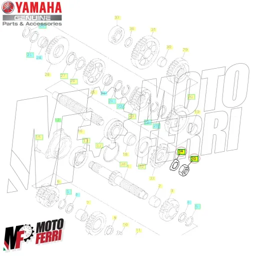 MF5305 Dado + Rondella di Sicureza Pignone Originale Yamaha YZF R6 mod 1999/2002