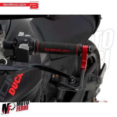 MF5341 Manopole Barracuda Racing Nero Rosso Universale Moto Ducati Honda MV
