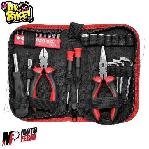 MF5355 Kit Attrezzi Moto Set 28 Pezzi Borsa Porta Attrezzi Sottosella Dr.Bike